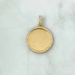 Dije Placa Circulo Espejo 8.85gr / 4cm / Circones Blancos Oro Amarillo 18K *