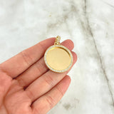 Dije Placa Circulo Espejo 8.85gr / 4cm / Circones Blancos Oro Amarillo 18K *
