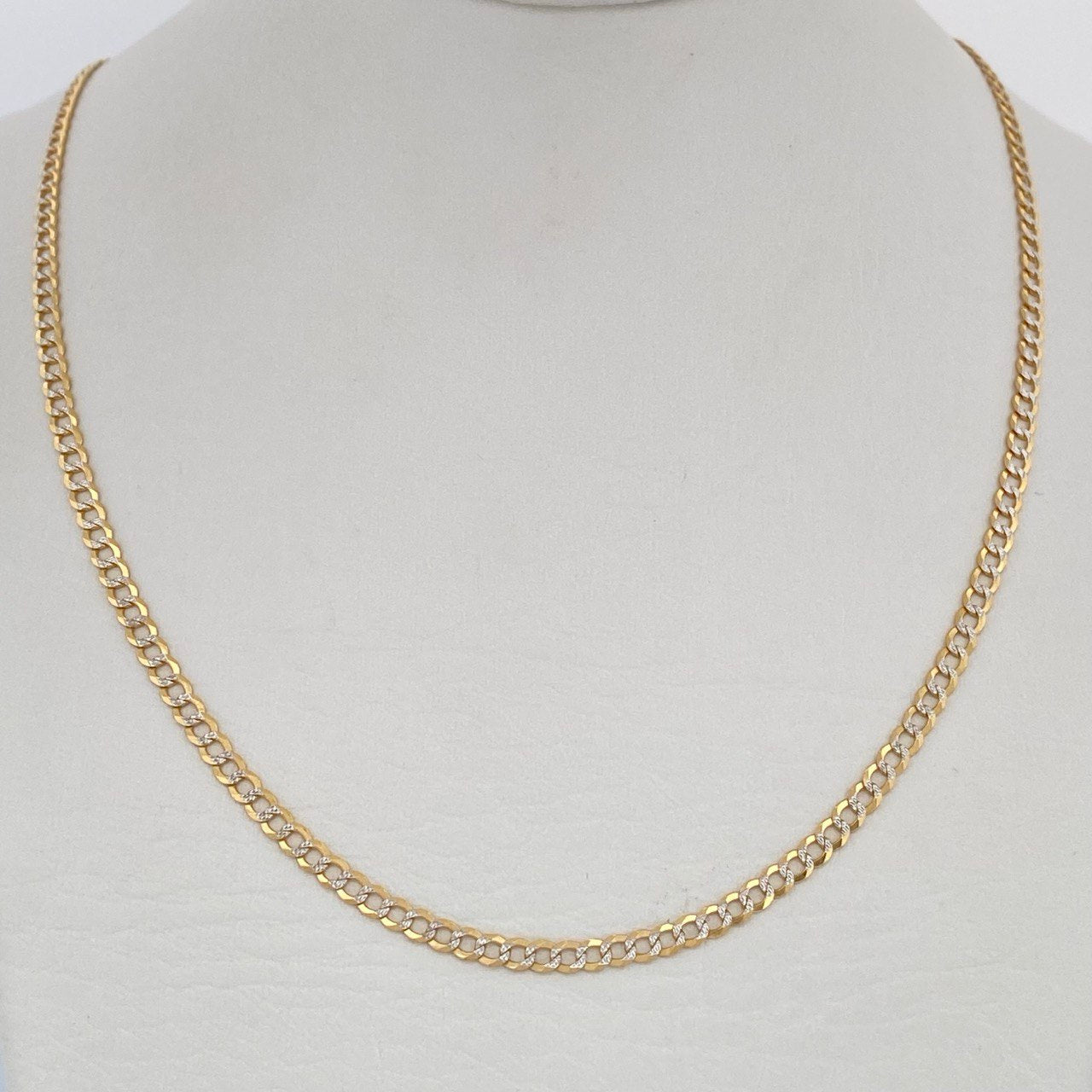 Cadena Cubana 5.95gr / 56.3cm /Dos Oros Amarillo Blanco +1 18K $