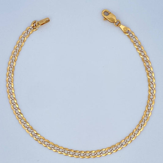 Pulso Cubana 4.05gr / 20.7cm / Dos Oros Amarillo Blanco +1 18K $