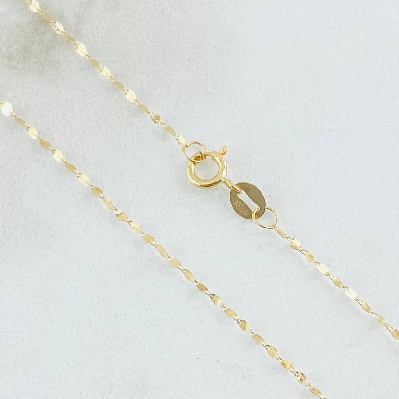 Set Cadena y Dije Flor Espejo + Cruz Lisa 0.6gr / Oro Amarillo 18K (Oferta)