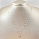 Set Cadena y Dije Flor Espejo + Cruz Lisa 0.6gr / Oro Amarillo 18K (Oferta)