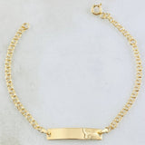 Pulso Bebé Aro Seguido Placa Rectangular 1.35gr / 15cm / Oro Amarillo 18K *