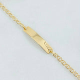 Pulso Bebé Aro Seguido Placa Rectangular 1.35gr / 15cm / Oro Amarillo 18K *
