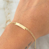 Pulso Bebé Aro Seguido Placa Rectangular 1.35gr / 15cm / Oro Amarillo 18K *