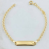 Pulso Bebé Aro Seguido Placa Rectangular Curva 1.35gr / 15cm / Oro Amarillo 18K *