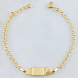 Pulso Bebé Aro Seguido Placa Ovalada 1.35gr / 15cm / Oro Amarillo 18K *