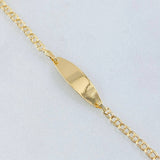 Pulso Bebé Aro Seguido Placa Ovalada 1.35gr / 15cm / Oro Amarillo 18K *