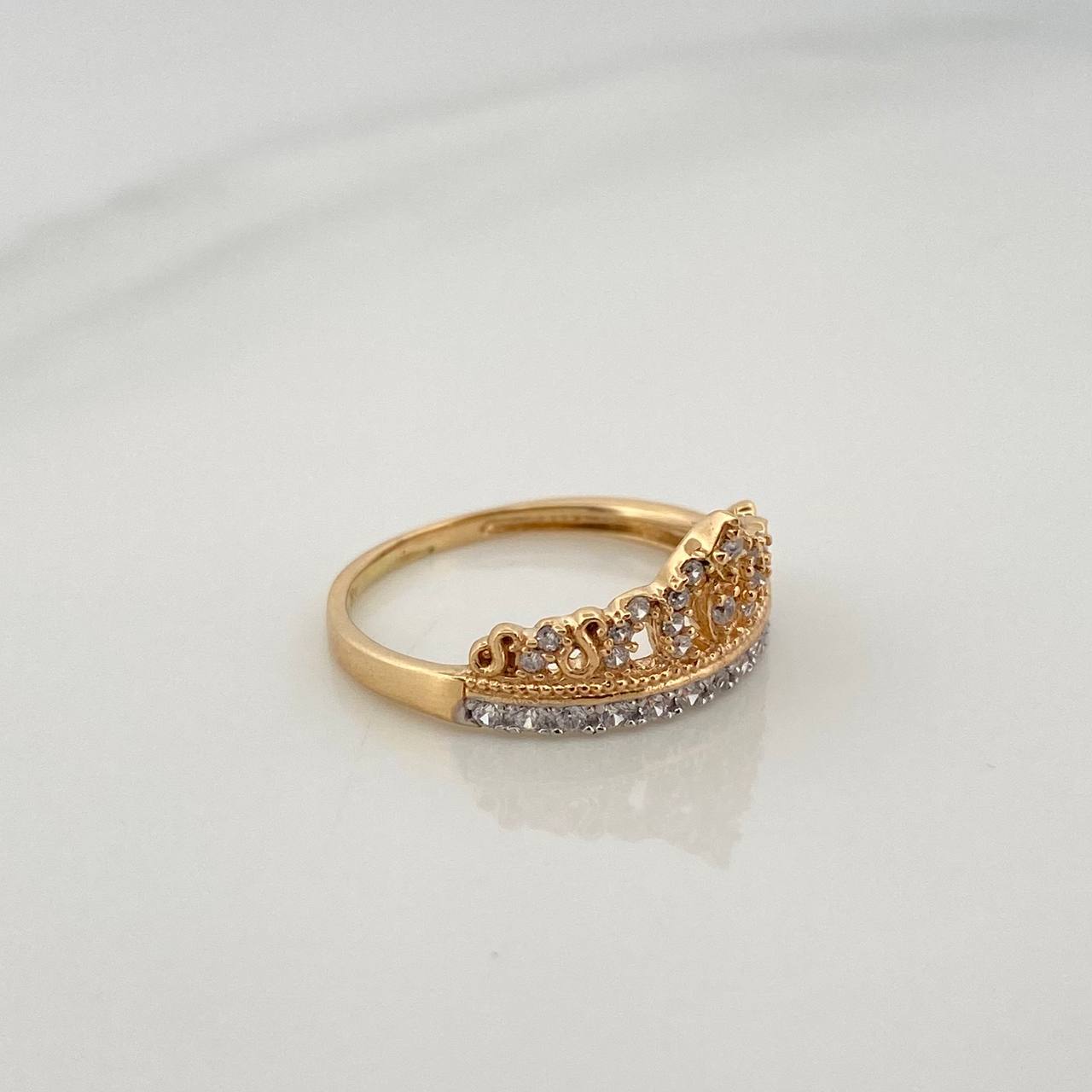 Anillo Tiara 2.2gr / T6 / 2cm / Dos Oros Amarillo Blanco 18K $