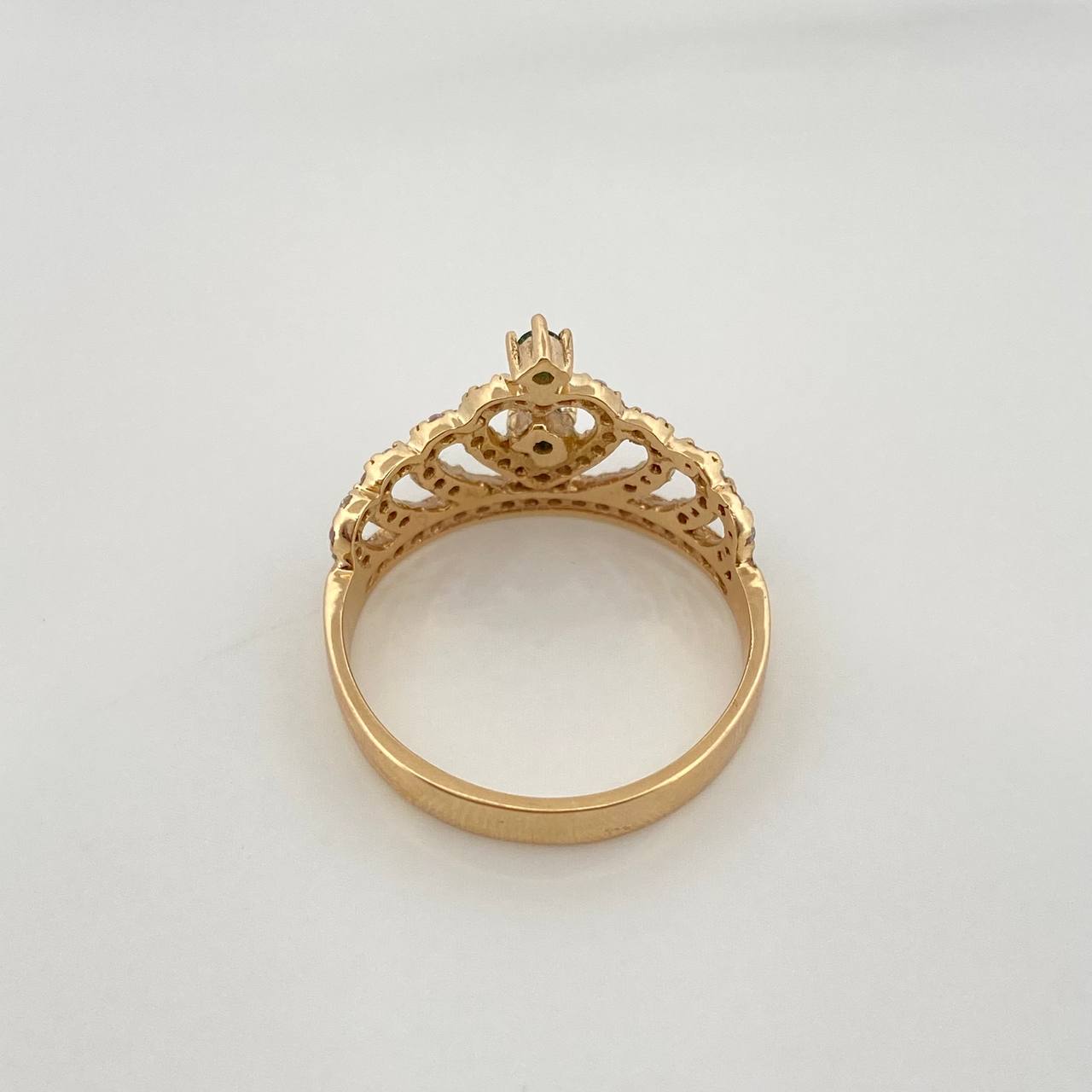 Anillo Corona 3.2gr / T6 3/4 / 2cm / Dos Oros Amarillo Blanco 18K $