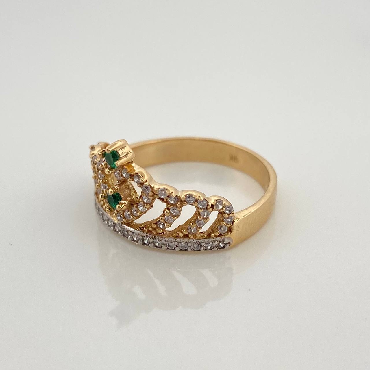 Anillo Corona 3.2gr / T6 3/4 / 2cm / Dos Oros Amarillo Blanco 18K $