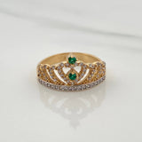 Anillo Corona 3.2gr / T6 3/4 / 2cm / Dos Oros Amarillo Blanco 18K $