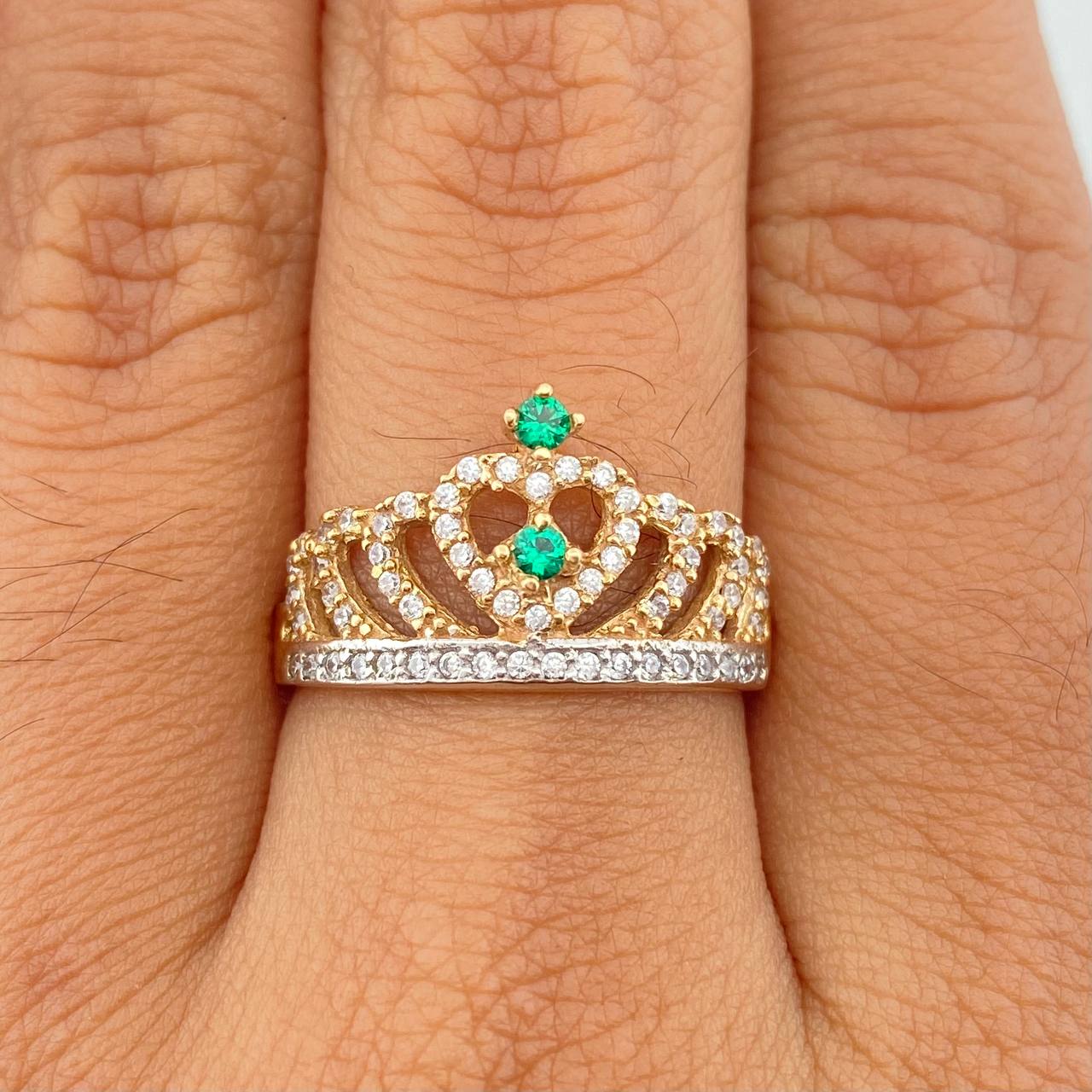 Anillo Corona 3.2gr / T6 3/4 / 2cm / Dos Oros Amarillo Blanco 18K $