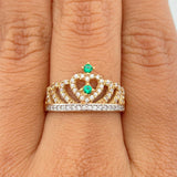 Anillo Corona 3.2gr / T6 3/4 / 2cm / Dos Oros Amarillo Blanco 18K $