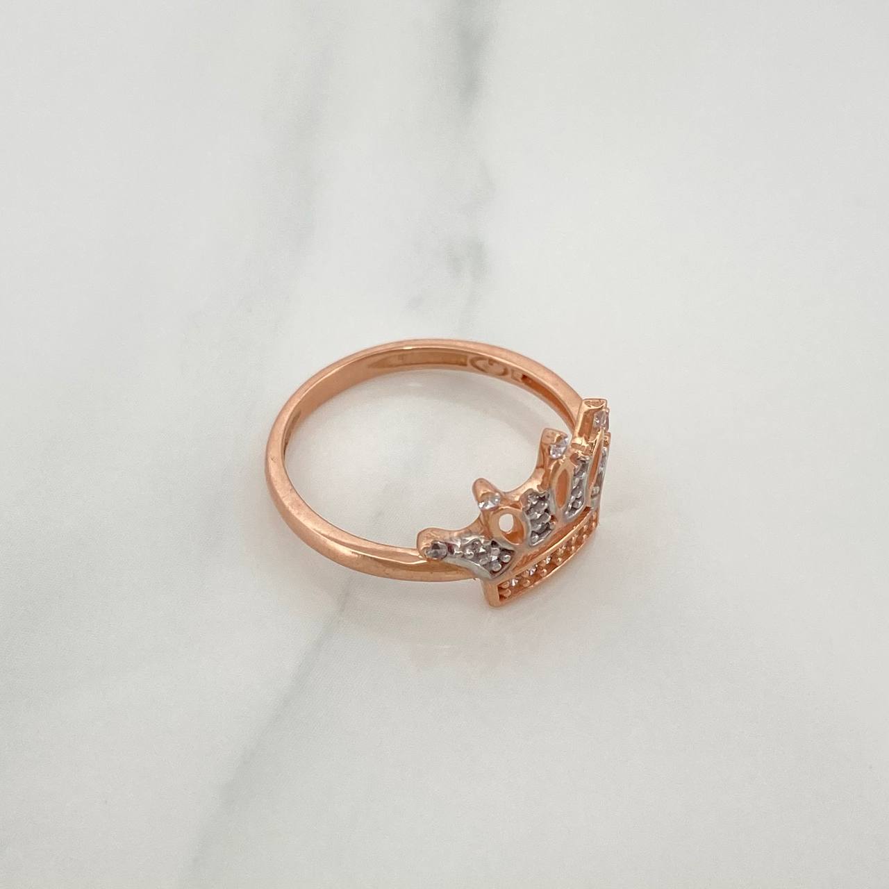 Anillo Corona 2.25gr / T6 / 2cm / Dos Oros Blanco Rosa 18K $