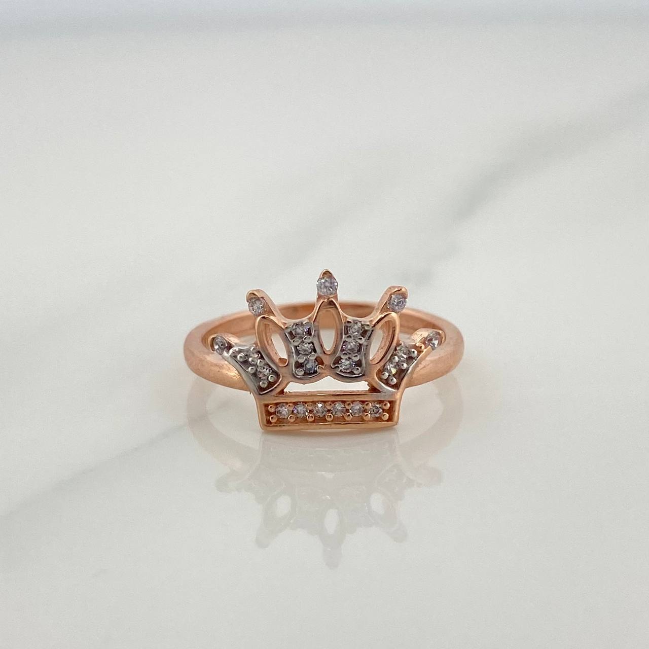 Anillo Corona 2.25gr / T6 / 2cm / Dos Oros Blanco Rosa 18K $