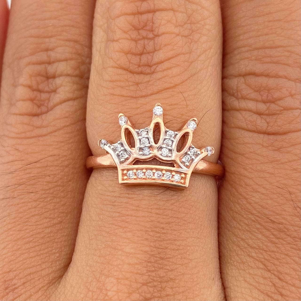 Anillo Corona 2.25gr / T6 / 2cm / Dos Oros Blanco Rosa 18K $
