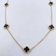 Cadena Espiga Trebol Gradual 7.95gr / 45.6cm-49.6cm / 1.5mm Onix Negro Oro Amarillo Nac.Esp. 18K $