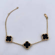 Pulso Espiga Trebol Gradual 5.6gr / 16.5cm-18.8cm / 1.5mm Onix Negro Oro Amarillo Nac.Esp. 18K $