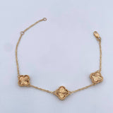Pulso Espiga Trebol  Gradual 4.7gr / 16.2cm-19cm / 1.4mm Diamantado Oro Amarillo Nac.Esp. 18K $