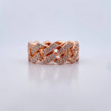 Anillo Cubano 16.6gr / T9 1/2 / Circones Blancos Oro Rosa 18K $