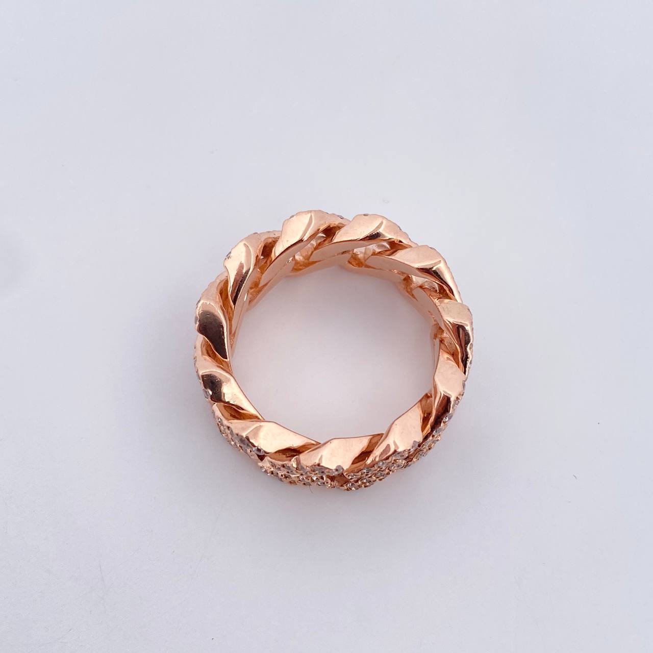 Anillo Cubano 16.6gr / T9 1/2 / Circones Blancos Oro Rosa 18K $