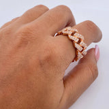 Anillo Cubano 16.6gr / T9 1/2 / Circones Blancos Oro Rosa 18K $