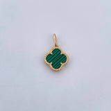 Dije Trebol 1.5gr / 1.9cm / Malaquita Verde Oro Amarillo 18K $