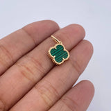Dije Trebol 1.5gr / 1.9cm / Malaquita Verde Oro Amarillo 18K $