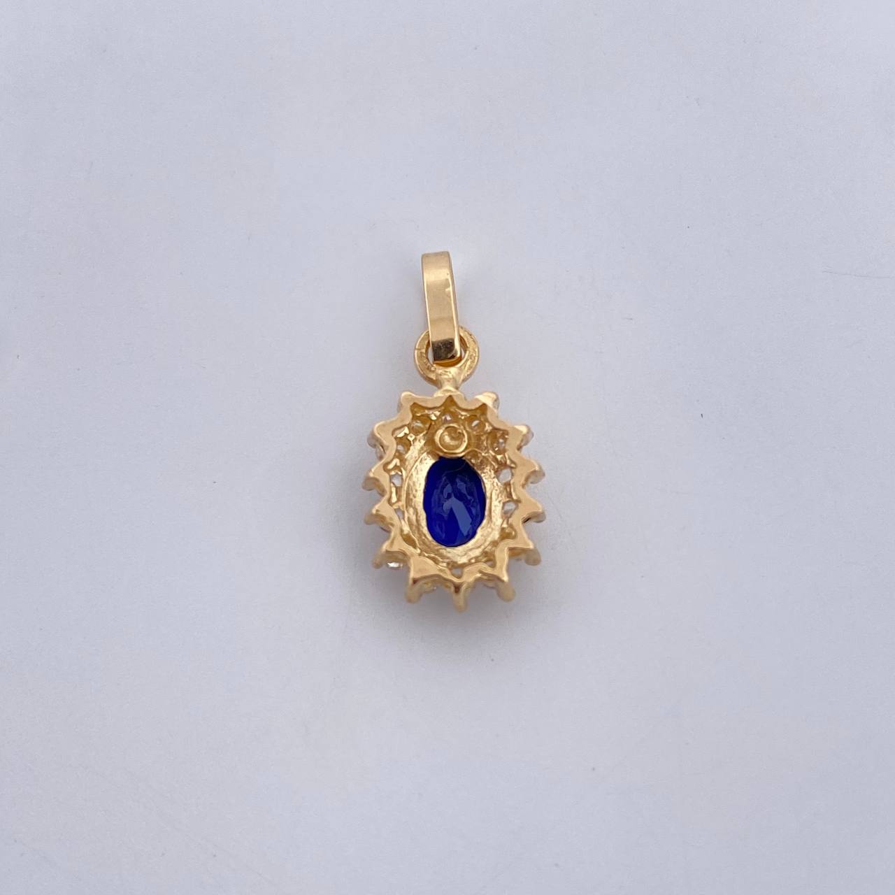 Dije Halo 1.35gr / 1.8cm / Circones Azul Blancos Oro Amarillo 18K &