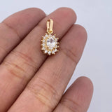 Dije Halo 1.35gr / 1.8cm / Circones Blancos Oro Amarillo 18K &