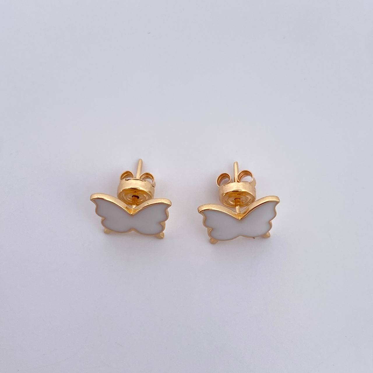Topos Mariposa 2.4gr / Electroestatico Blanco Oro Amarillo 18K &