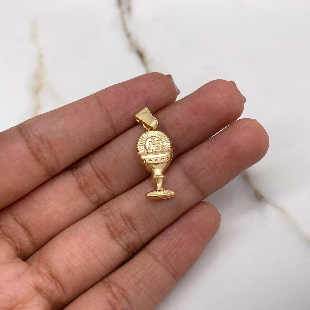 Dije Caliz 1.1gr / 2.8cm / Troquelado Oro Amarillo 18K #