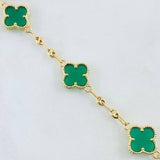 Pulso GC Trebol Verde 5.7gr / 21cm / Oro Amarillo Nac.Esp. 18K ©