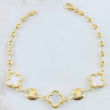 Pulso GC Trebol Blanco 6.25gr / 19cm / Oro Amarillo Nac.Esp. 18K ©