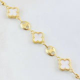 Pulso GC Trebol Blanco 6.25gr / 19cm / Oro Amarillo Nac.Esp. 18K ©