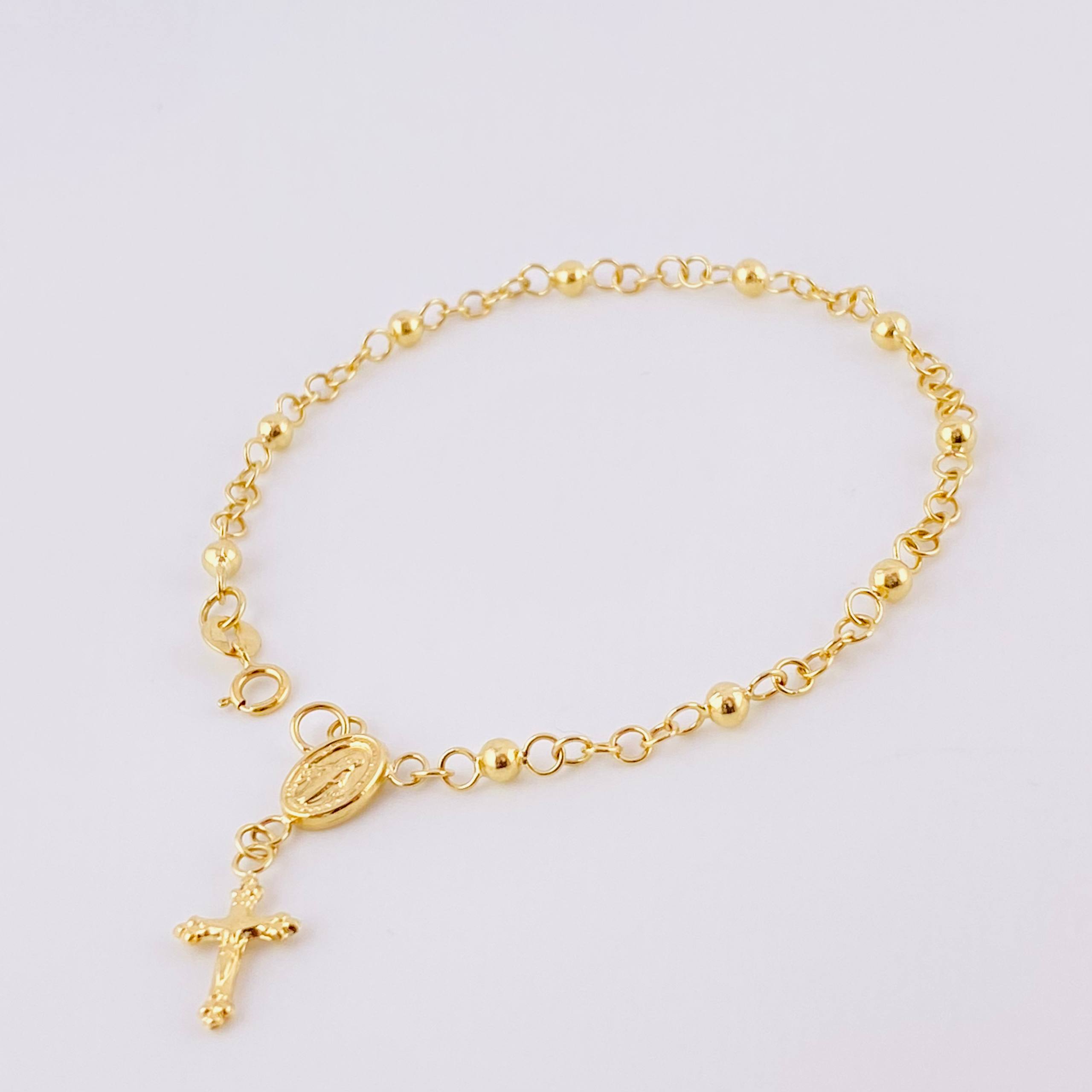 Pulso Denario Virgen Milagrosa 2.45g / 17.5cm / 3.1mm Oro Amarillo 18K