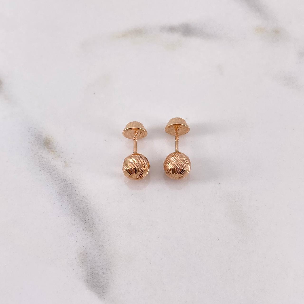 Topos Bola 0.7gr / 6mm Diamantadas Oro Rosa 18K $