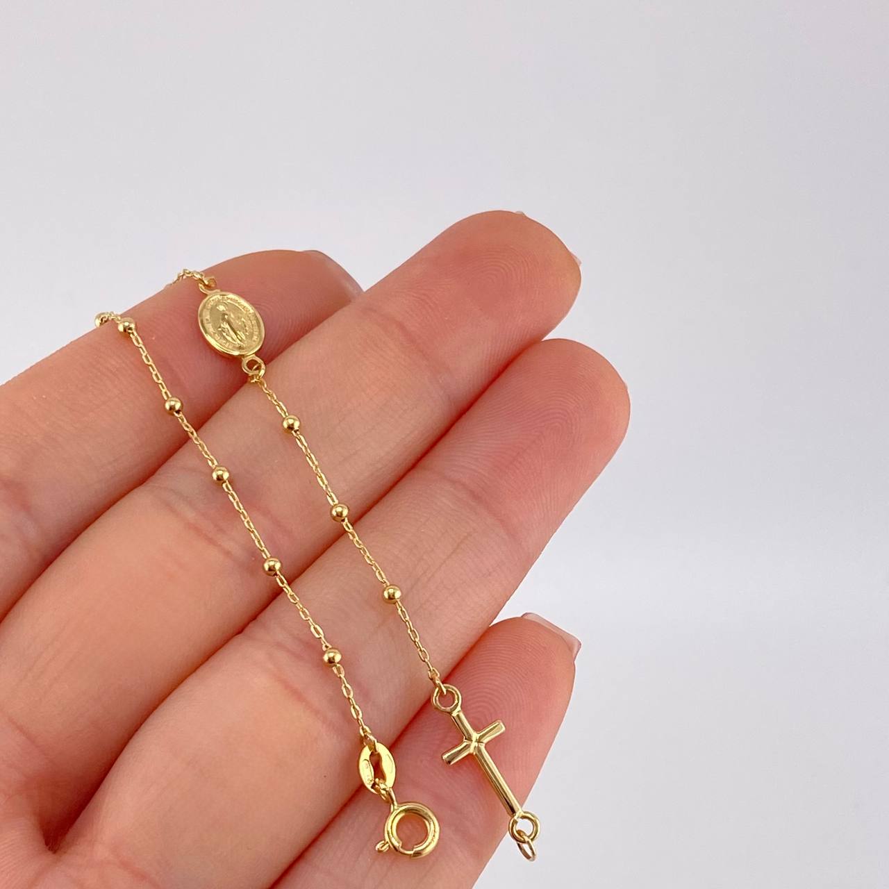 Pulso Denario Virgen Milagrosa 1.7 g / 17.9 cm / 1.8 mm Oro Amarillo 18K