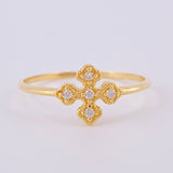 Anillo Cruz Floreada 1.2gr / T7 1/2 / Oro Amarillo 18K *