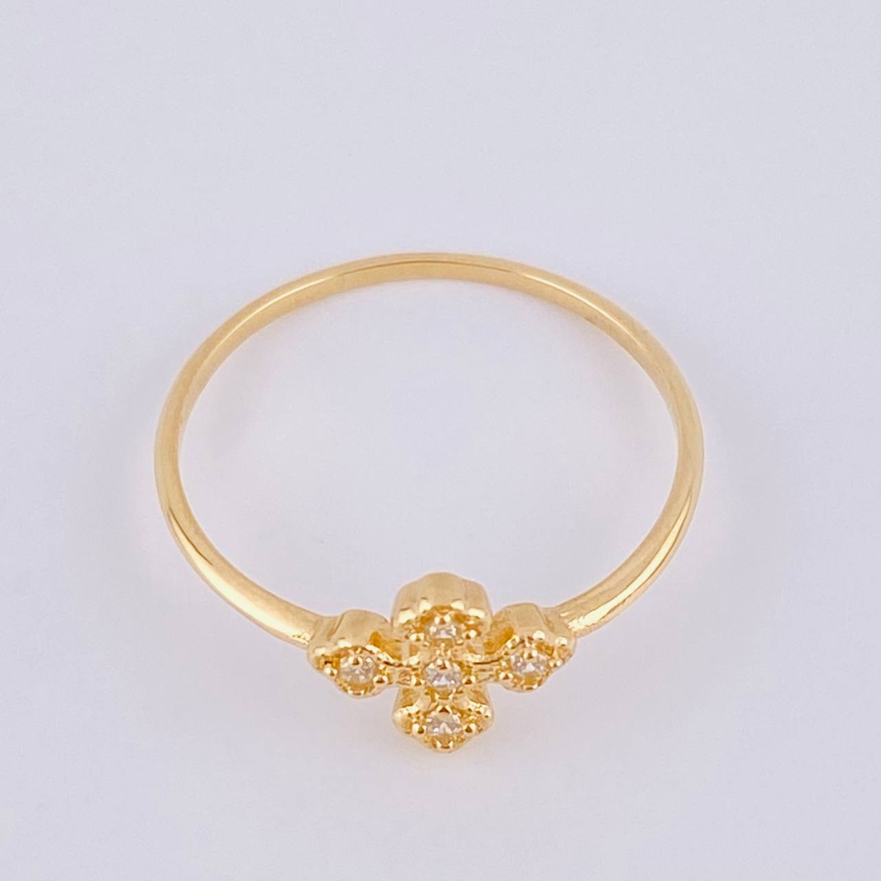 Anillo Cruz Floreada 1.2gr / T7 1/2 / Oro Amarillo 18K *