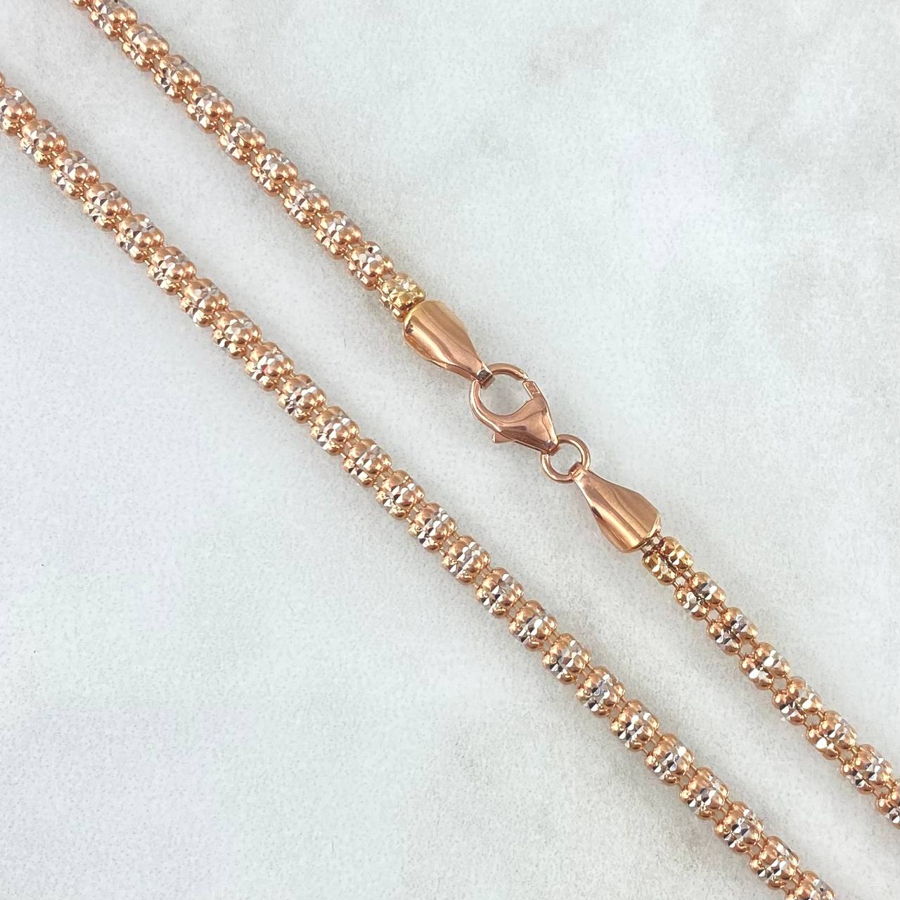 Cadena Ice 20.6gr / 60cm / 3.2mm Dos Oros Blanco Rosa 18K
