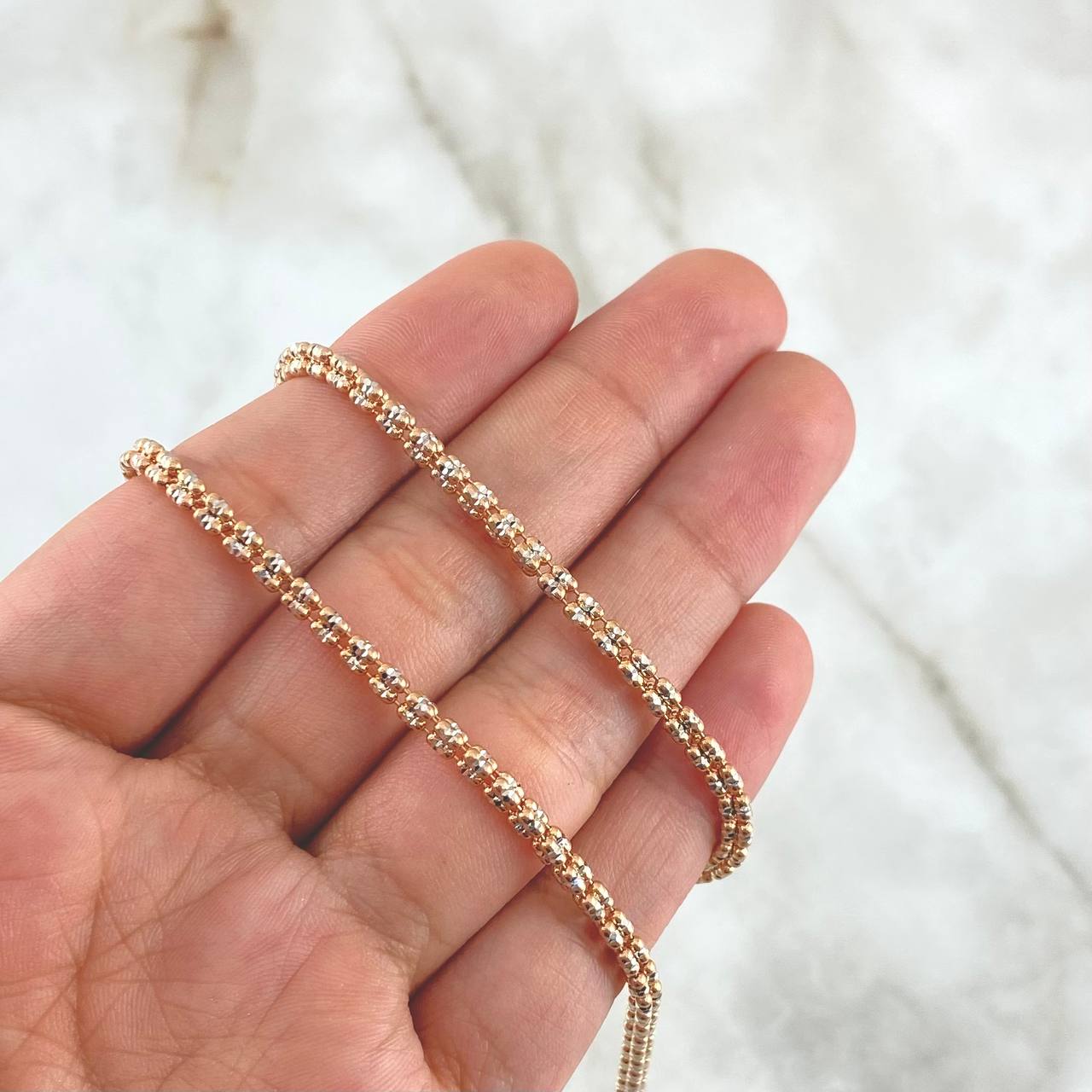 Cadena Ice 20.6gr / 60cm / 3.2mm Dos Oros Blanco Rosa 18K