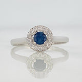 Anillo Halo Zafiro 24 Pts 1 g / T5 3/4 Plata 925