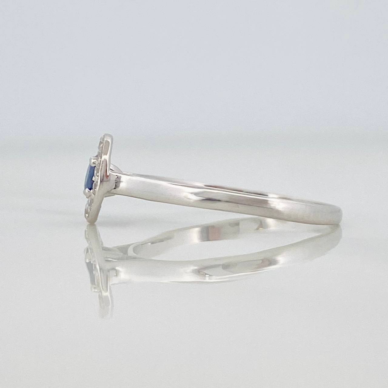 Anillo Halo Zafiro 24 Pts 1 g / T5 3/4 Plata 925