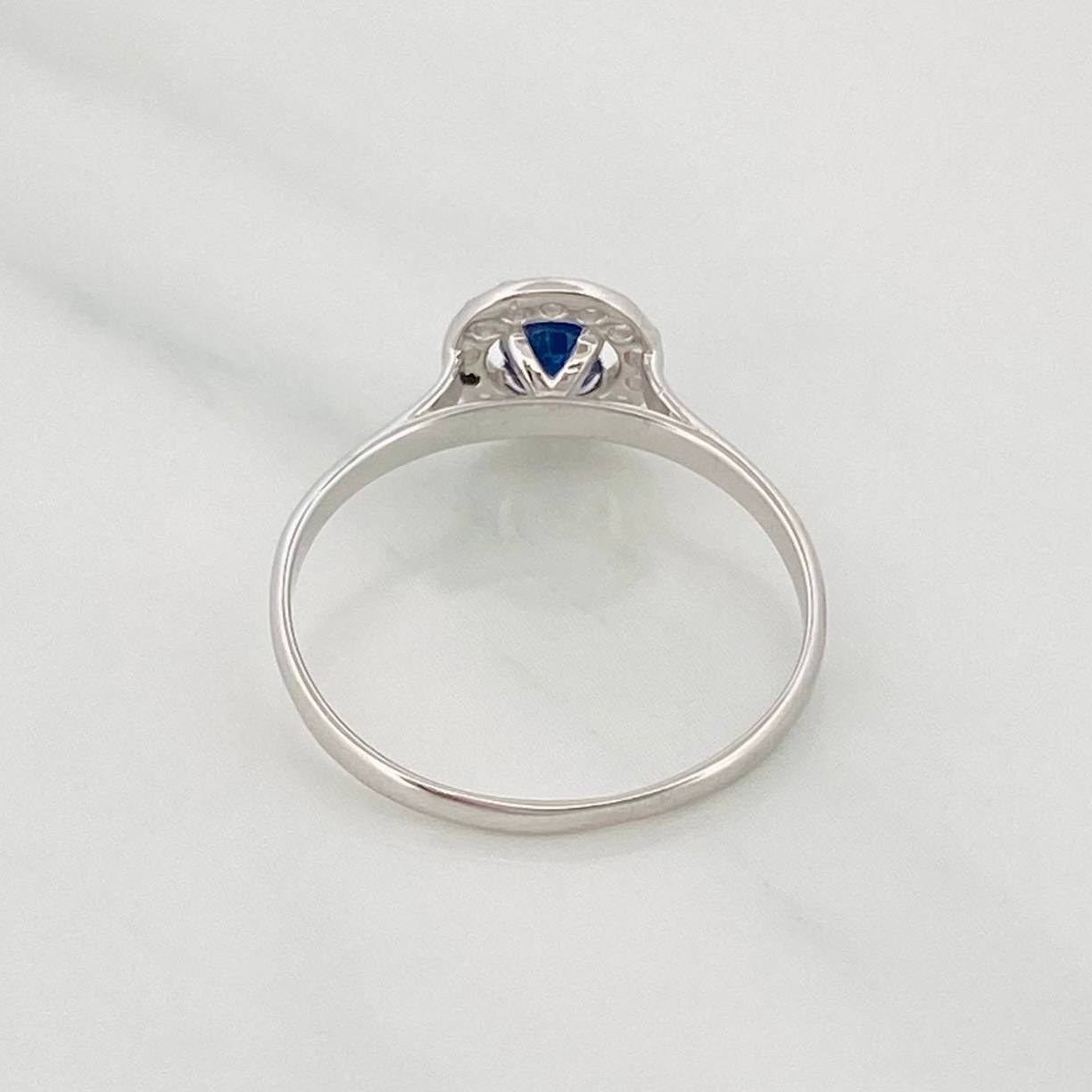 Anillo Halo Zafiro 24 Pts 1 g / T5 3/4 Plata 925