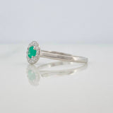 Anillo Solitario Halo Esmeralda 14 Pts 1 g / T6 Plata 925