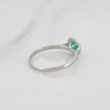 Anillo Solitario Halo Esmeralda 14 Pts 1 g / T6 1/2 Plata 925