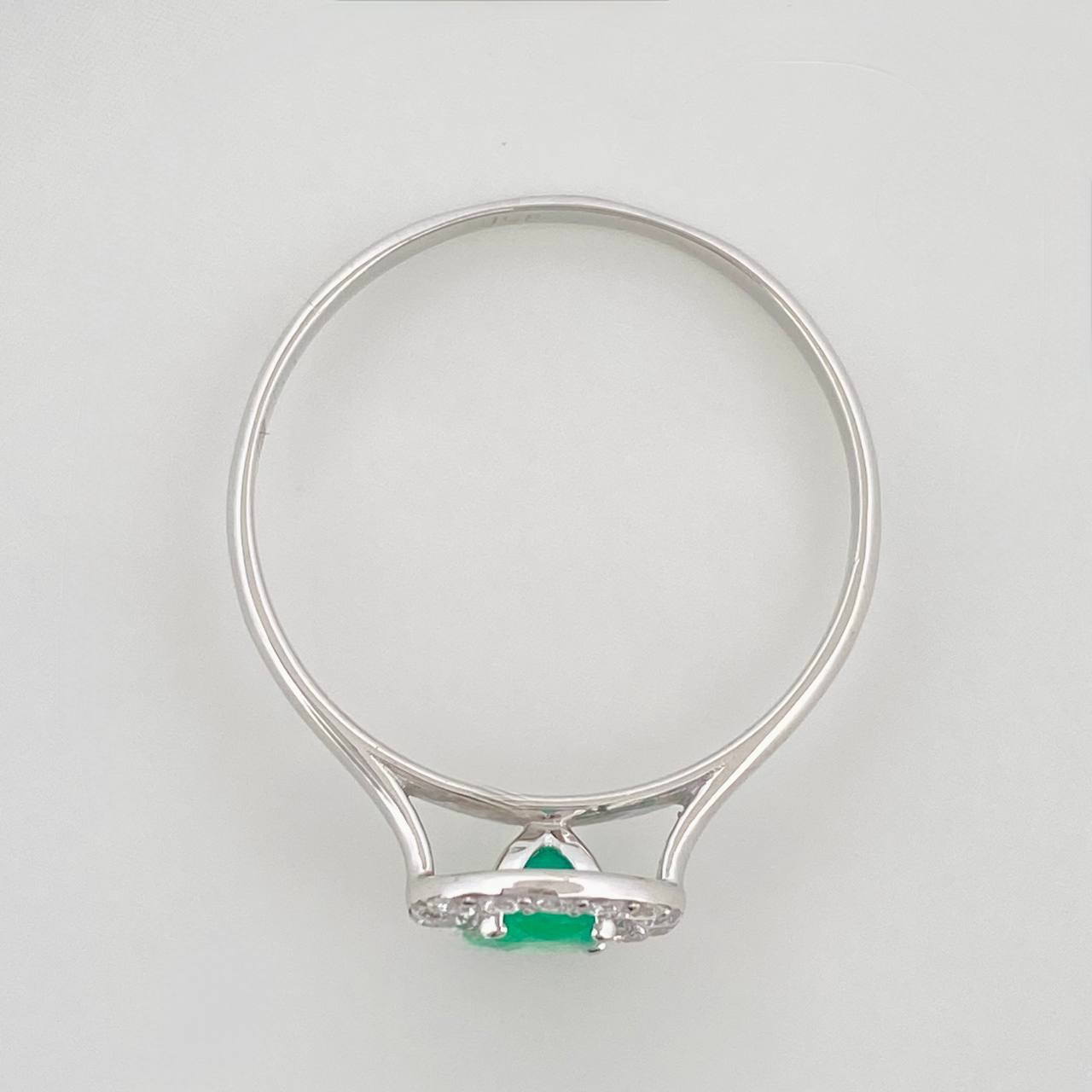 Anillo Solitario Halo Esmeralda 14 Pts 1 g / T6 1/2 Plata 925