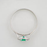 Anillo Solitario Halo Esmeralda 14 Pts 1 g / T6 Plata 925